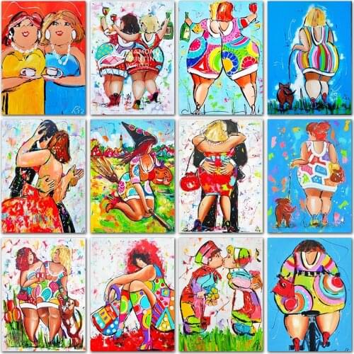 ZOOYA Diamond Painting Sexy Color Fat Ladies Kit Full Square&Round Diamond Embroidery Cartoon Girl Cross Stitch Diamond Mosaic