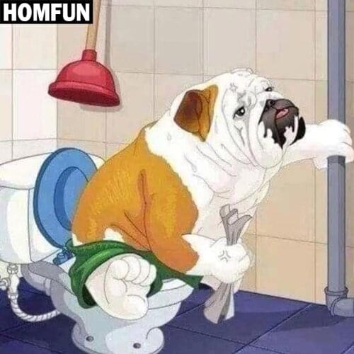 HOMFUN Full Square/Round Drill 5D DIY Diamond Painting "Dog toilet" Embroidery Cross Stitch 5D Home Decor Gift A06202