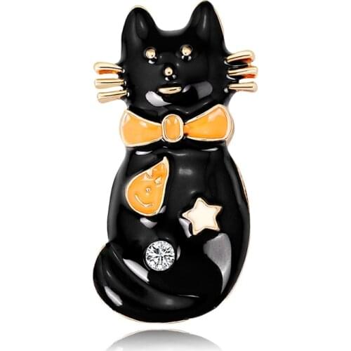 Free Shipping Black Cat Brooches for Women Cute Animal Brooch Fashion Jewelry Cat Brooch Boutonniere