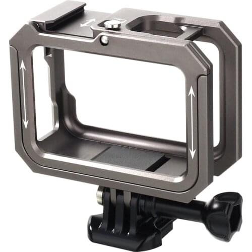 For GoPro Hero 9 Action Camera Cage CNC Aluminum Alloy Protective Housing Case with Dual Cold Shoe Mount
