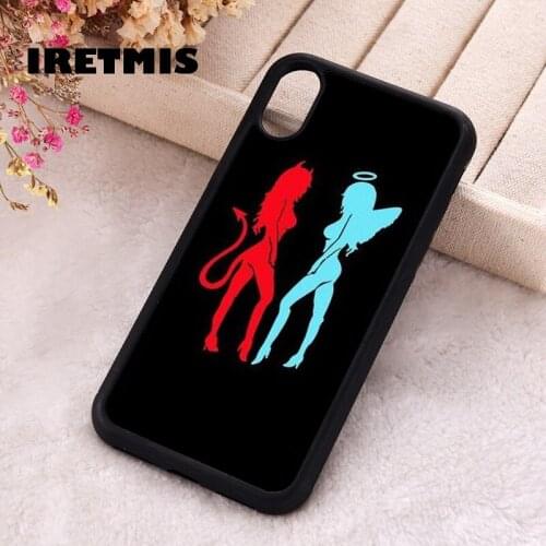 Iretmis 5 5S SE 2020 Phone Cover Case for iPhone 6 6S 7 8 Plus X Xs XR 11 12 Mini Pro Max Silicone TPU Devil Angel