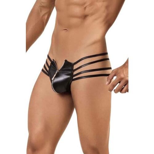 Merry See Black Zipper Male Thong