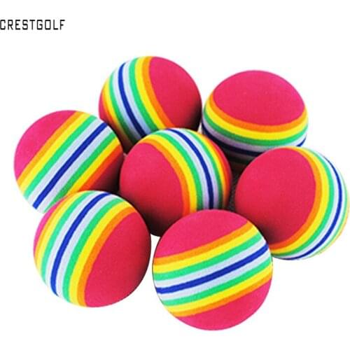 CRESTGOLF 10pcs/Pack Rainbow Ball Golf PU Foam Balls Stripe Sponge Practice Ball Backyard Colored Golf Balls