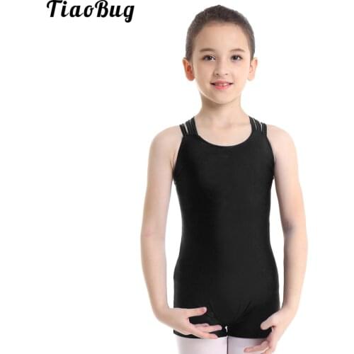 TiaoBug Kids Girls Sleeveless Strappy Ballet Dance Gymnastics Leotard Jumpsuit Bodysuit Stage Costume Clothing