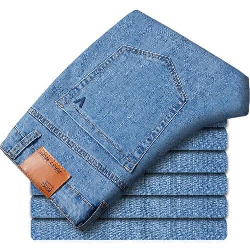 Retro Classic Style Mens Business Jeans 2021 High Quality Straight Stretch Denim Trousers Male Brand Pants Big size 29-46