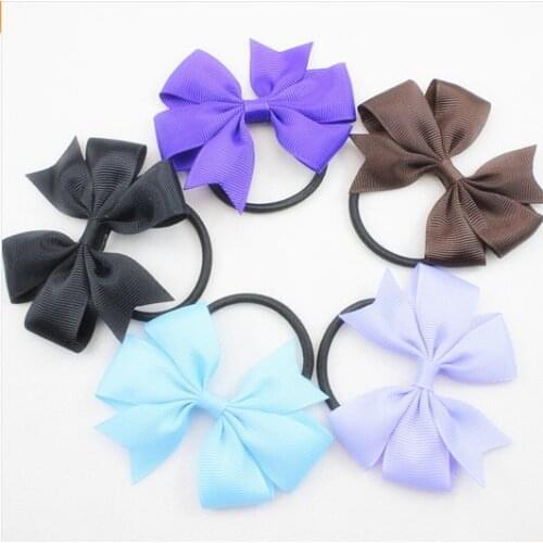 200pcs Girls Ponytail or Pigtail Bows on Elastic Holder Free Shipping