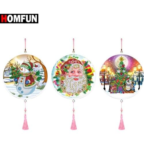 HOMFUN Christmas Diamond Painting 5d Cartoon Special Shaped Diamond Embroidery With Frame Art Kits Decorations Home Gift