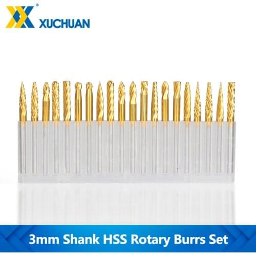 HSS Rotary Burrs Set 3mm Shank Diamond Rotary Burrs For Dremel Tools Tungsten Carbide Wood Stone Metal Carving Milling Cutter