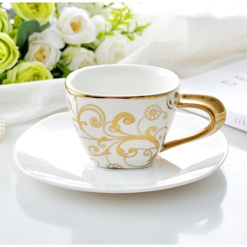 Western Court Coffee Cup Roman Cup Ceramic Electroplate Tea Pot Coffee Sets Coffee Mugs and Saucer Two-piece Set