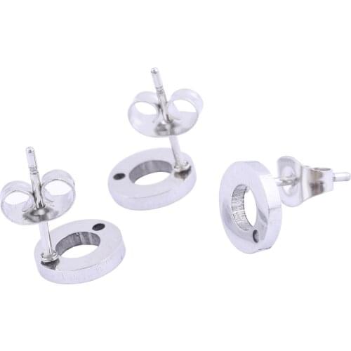 20pcs Stainless Steel Gold Earring Posts Studs And Backs With Hole Diy Round Earrings Connectors For Jewelry Making Supplies