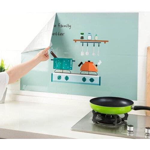 1Pcs Oil Proof Kitchen Decor Heat-resistant Wall Art Decal Self Adhesive Oven Dining Hall Wallpapers Wall Stickers Waterproof