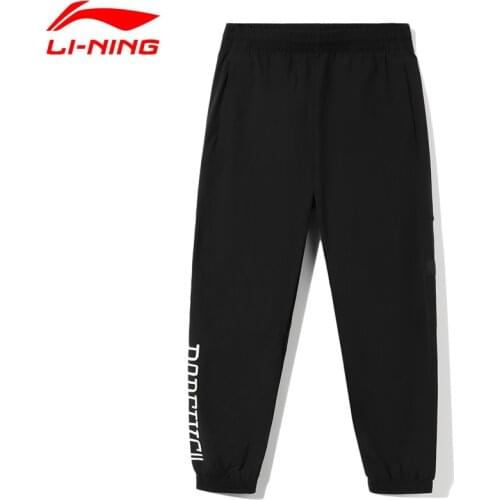 Li-Ning Men Basketball Track Pants 3D Fitting 88% Nylon 12% Spandex Drawstring Pockets LiNing Regular Fit Sports Pants AYKR365