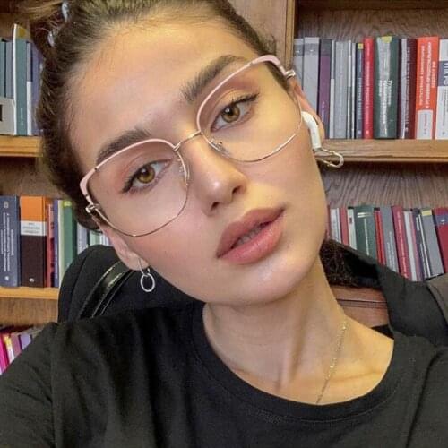 2021 New Fashion Simple Metal Square Anti-blue Glasses Women Vintage Optical Transparent Eyeglasses Frame Female Spectacles