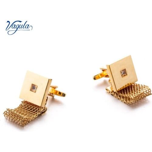 VAGULA New Cufflinks Wedding Gift Gemelos Suit Shirt Button Cuff links with Punk Chain Trendy Men Jewelry 529