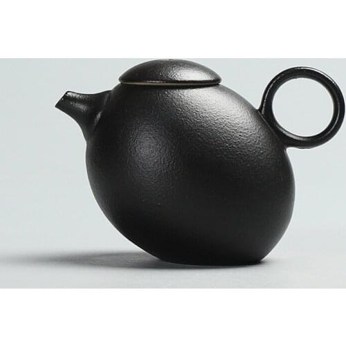 Creative coarse pottery teapot tea is antique black clay Pu'er Kung Fu tea teapot Free Shopping