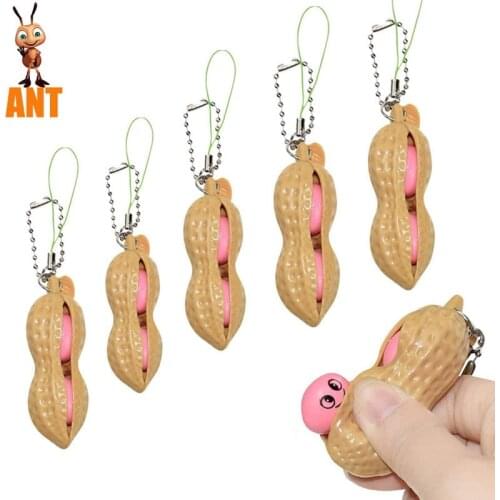 Lighting Toys Decompression Peanut Toys Squishy Squeeze Peanut Keychain Net Stress Adult Toys Rubber Christmas gift