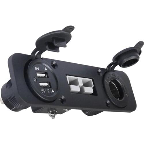 Kebidumei Flush Mount Anderson Plug Socket Double Usb Charger Socket Panel for Caravan Camper Boat Truck