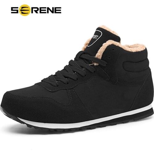SERENE Brand Mens Boots Big Size 36-47 Male Shoes Suede Black Casual Bot Walk Ankle Boot Waterproof Warm Fur Winter Boots Men