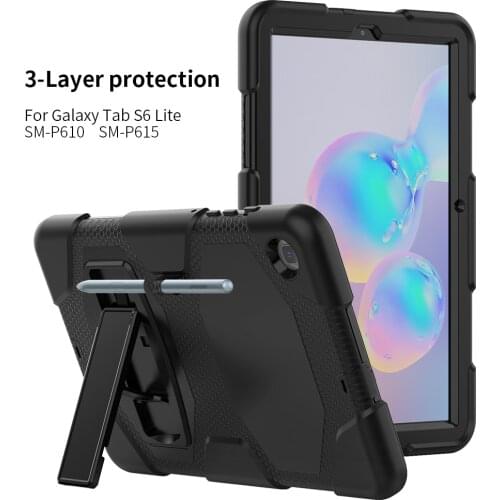 Silicone Protective Case for Samsung Galaxy Tab S6 Lite Case Pencil Holder Folding Stand Tablet Shell for Samsung SM-P610/P615