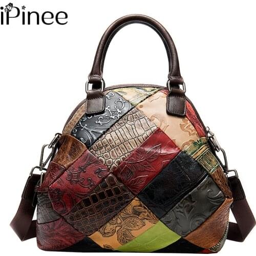 IPinee 2021 Genuine Leather Shoulder Bag for Women Luxury Handbag Crossbody top-handle bag Women tote Bags Ladies Purse