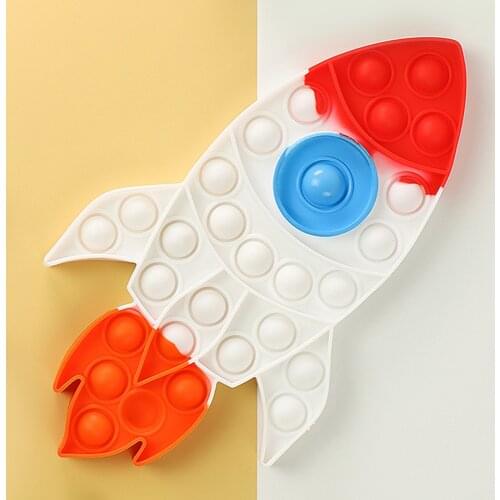 Rocket Stress Relief Squishy Push Bubble Kids Sensory Fidget Toys Autisim Special Game Rainbow Antistress Fidget Toy for Adult