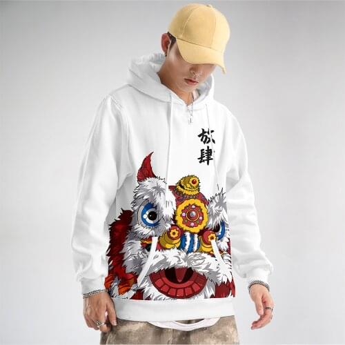 Mens White Print Long Sleeve Hoodies Top Fashion Hoodie Sweatshirt Spring Autumn Men Sweatshirt Hoodies
