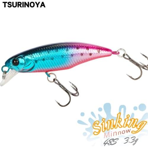 TSURINOYA 48SS Fishing Lure Sinking Minnow Wobblers DW69 48mm 3.3g Jerkbait Hard Lure Trout Bass Bait 18 colors Crankbait Isca
