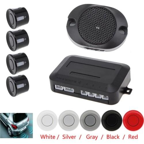 4 Sensors Universal Car Parking Sensor System with Audible Alarm 12V Waterproof Back Car Assistant