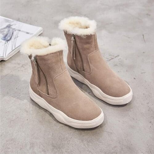 Suede Boots Women Winter Shoes Genuine Leather Women Ankle Boots Warm Cow Leather Shoes Ladies Height Increasing 5cm A1879