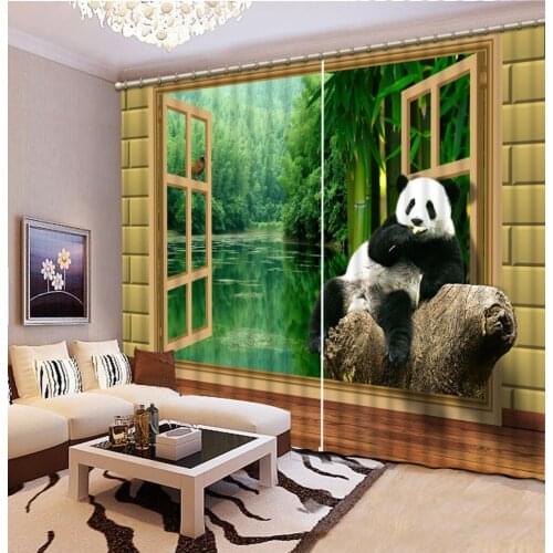 Green bamboo curtains Window Blackout Luxury 3D Curtains set For Bed room Living room Office window curtains