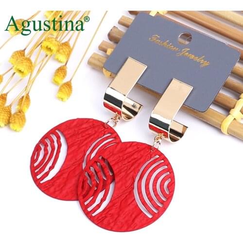 Agustina 2020 Geometric Earrings Women Cute Drop Earrings Fashion Jewelry Dangle Earrings Red Boho Korean Earring Kpop Earings