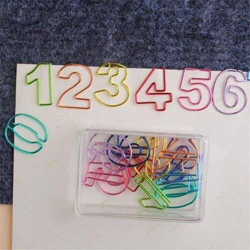Number Shaped 10pcs Paper Clips Gold Bookmark Clips, Cute Paperclips Planner Clips for Office School Supplies Decoration
