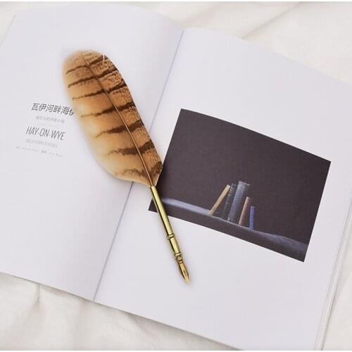 1set Retro Vintage Calligraphy Feather Dip Pen Writing Ink Set Stationery Fountain Pens Creative Vintage Pen Christmas Gift