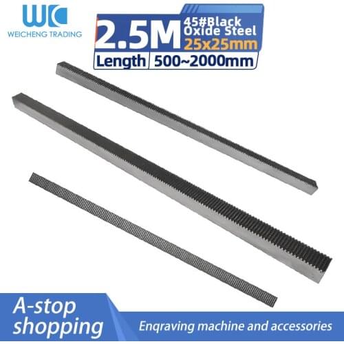 1pc Mod2.5 spur Gear rack right teeth 25x25 length 500/1000/1500/2000mm 45# steel CNC parts modulus2.5 M2.5