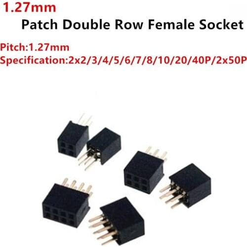 10pcs 1.27mm Double Row Pin Female Header Socket 2x2P/3/4/5/6/8/10/20/40/50P Pin Connector