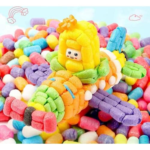 100pcs/bag Childrens handmade diy magic corn grain assembled color building blocks educational toys sticky model kit
