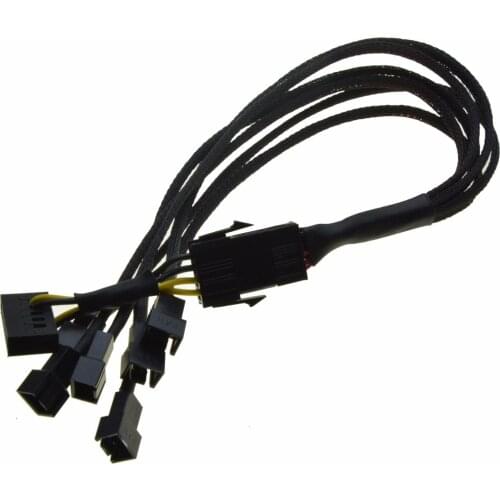 12V 15Pin SATA 1 to 6 way 3Pin Fan PWM Power supply Cable Y Splitter Cooler Port Multiplier For PCI express Graphics Card 22AWG