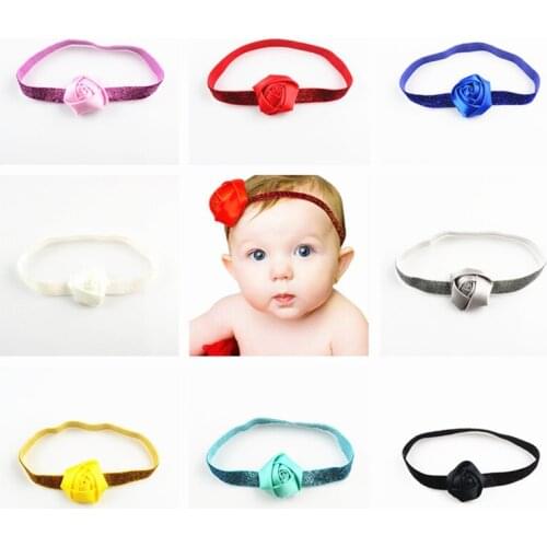 15pcs/lot 5cm Mini Rolled Satin Rose Bud Flower with Glitter Supreme Headband Kids Headwrap Bouquet Accessories Corsage Decor