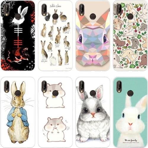 16H Cartoon Art Cute Rabbit Soft Silicone Tpu Cover Case for huawei p 20 lite pro y6 2017 mate 10 lite