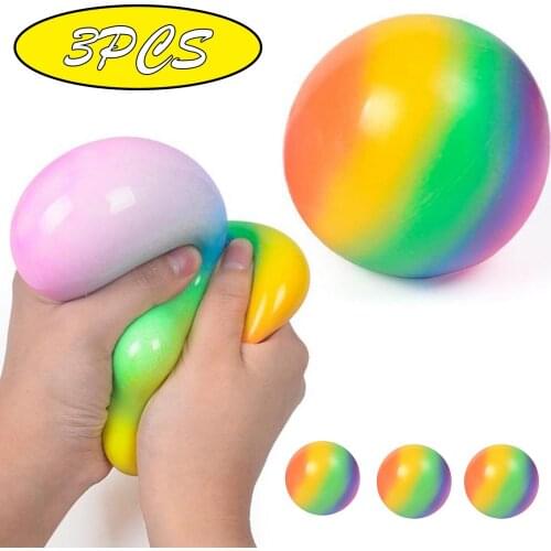 3pc Fidget Toys Change Colour Soft Foam TPR Squeeze Balls Toys for Kids Children Adults Stress Relief Funny Toys Stress Relief