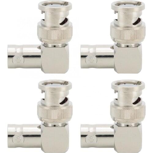 4pcs BNC Male to BNC Female Right Angle Elbow Adapter Connector 50 Ohms Brass Connector BNC Connector