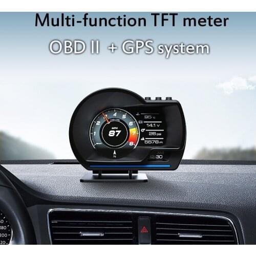 A500 360° HUD OBD2 GPS Smart Head Up Display Speed Monitoring 9 Interface Digital Gauge Meter Turbo Brake Test OBD Scanner
