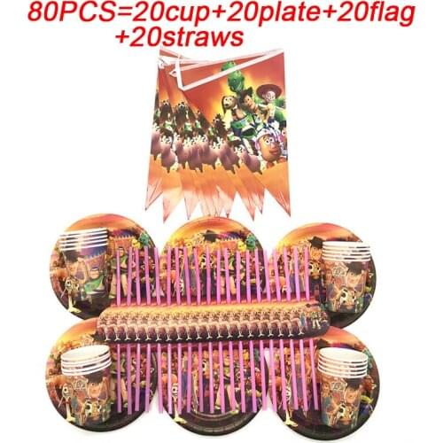 Toy Story Party Favor Kids Boy Birthday Party Decorations Banner Supplies Toy Story 4 Theme Paper Plate Straws Cup Tableware Set