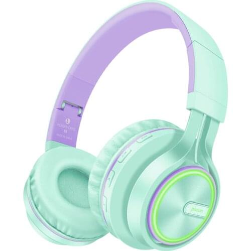 Wireless Headphones LED Light HiFi Stereo Bluetooth Headphones Over Ear with Mic Foldable Wired/TF Headsets for PC TV Phone
