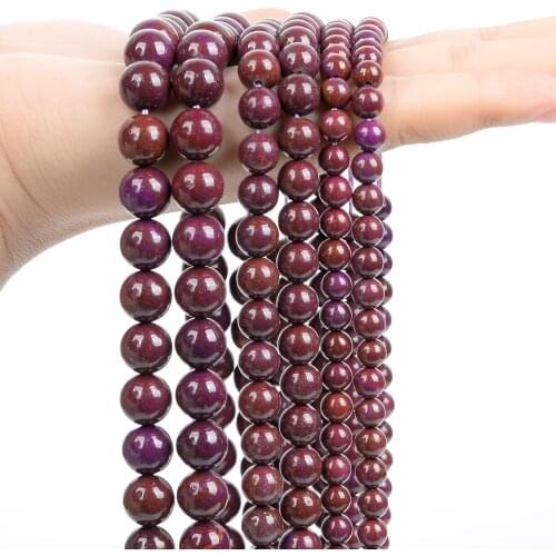 Natural Stone Beads Purple Spar Jaspers Smooth Round Loose Spacer Beads for Jewelry Making Needlework Bracelet Necklace 6/8/10MM