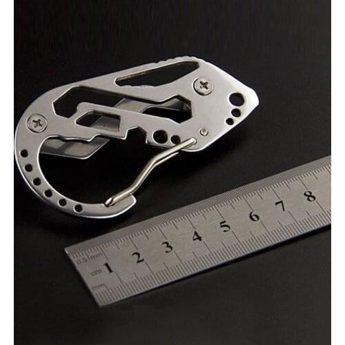 EDC Stainless Steel Tool Mini Keychain Holder Foldable Screwdriver Wrench Carabiner Pocket SAL99