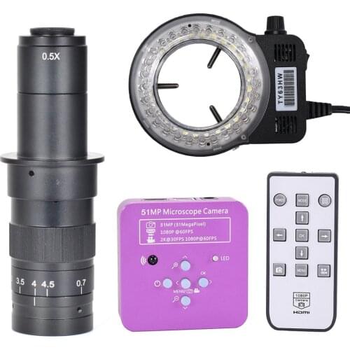 FHD 51MP HDMI USB Industrial Electronic Digital Video Microscope Camera 180X C Mount Lens for Phone PCB Soldering