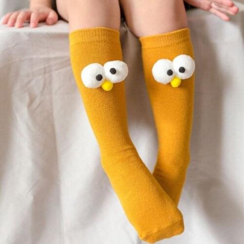 Baby Boys Girls Cotton Socks Spring Autumn Kids Sock Children Lovely Cartoon 3D Big Eyes Infant Pure Color Long Socks