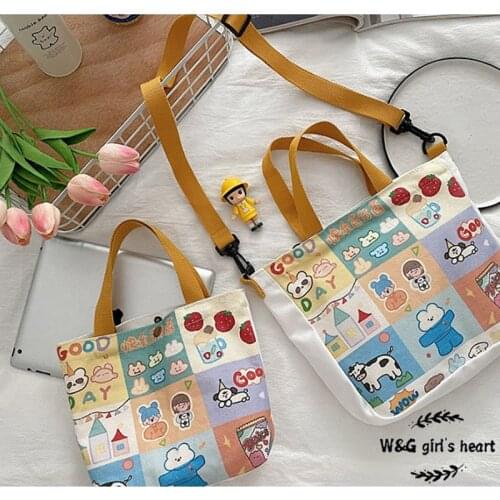 W&G Japanese Cartoon Small Illustration Canvas Bag 2020 New Small Single-handle Shoulder Bag Messenger Bag