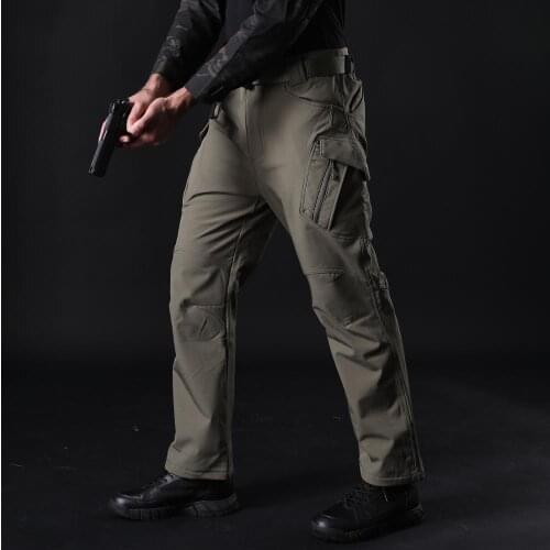 IX9III Style Soft Shell Tactical Camouflage Pants Men Waterproof Military Cargo Fleece Pants Winter Warm Army Trousers